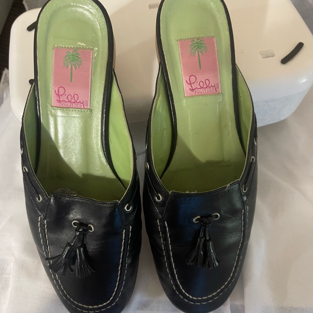 Lilly Pulitzer Black Moccasins with Tassel Detail